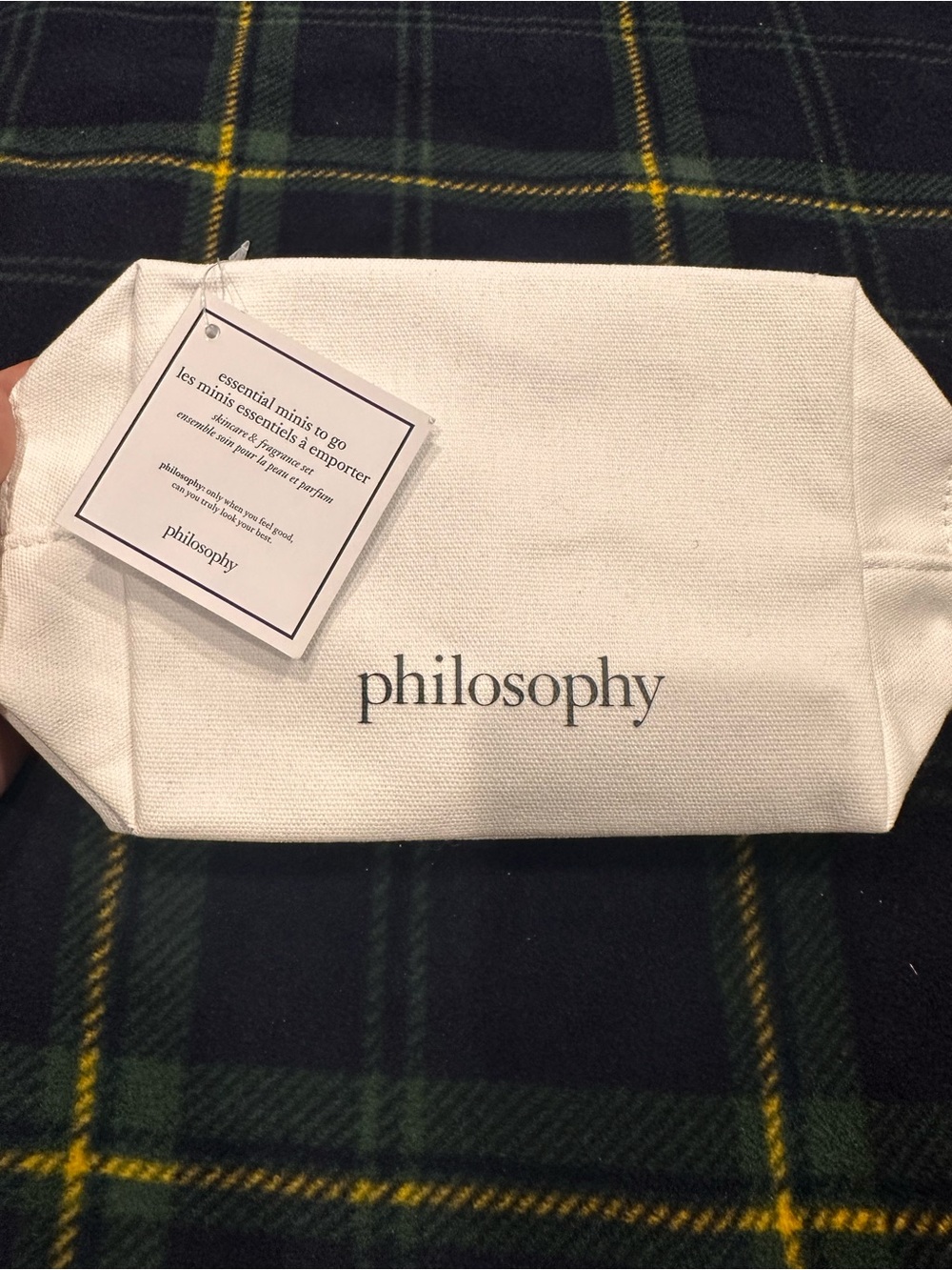 Philosophy Cream Canvas Toiletry Pouch with Logo